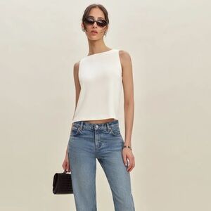 Reformation Pears Knit Tank Top in Fior Di Latte